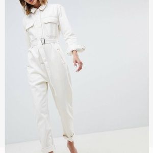 ASOS Ivory Denim Utility Jumpsuit